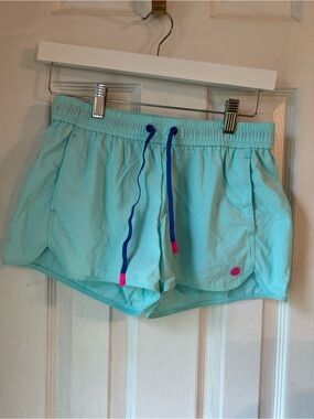 Lilly Pulitzer Light Aqua Athletic Shorts with Blue Drawstring